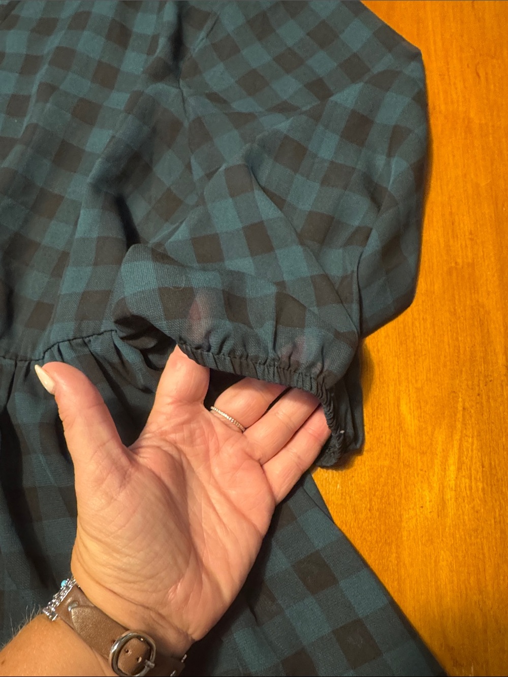 torrid Teal and Black Checked Peplum Top - Picture 3 of 7